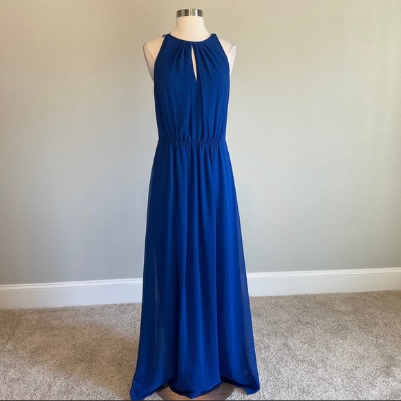 Ralph Lauren Women's Formal Dress Size 6 Blue Embellished Chiffon Long Gown - Picture 3 of 3